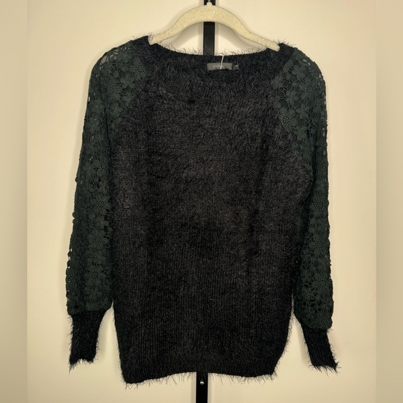 Millau Black Sweater with Embroidered Sleeves - Size Small - Picture 2 of 5